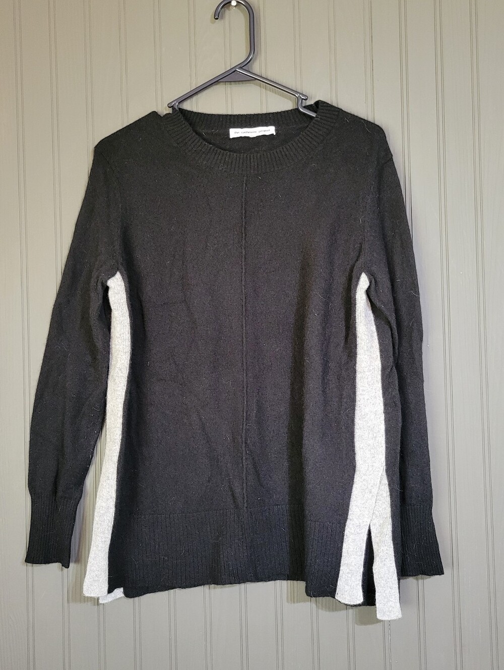 The Cashmere Project Long Sleeve Sweater Side Slit Panels Black Women's Medium